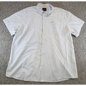 Texas Standard Button Down Shirt Mens 3XL White Blue AOP Short‎ Sleeve Bamboo